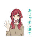 毎日挨拶★普段着赤髪女子（個別スタンプ：34）