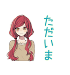 毎日挨拶★普段着赤髪女子（個別スタンプ：36）
