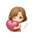 くっきり3D女子の使える♡リアクション（個別スタンプ：32）