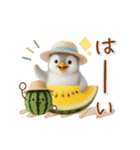 ▶動く癒しペンギンの「夏」の毎日（個別スタンプ：1）