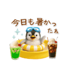 ▶動く癒しペンギンの「夏」の毎日（個別スタンプ：15）