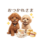 アフタヌーンティーを楽しむトイプードル（個別スタンプ：3）