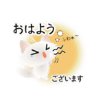色々な猫3-3 長毛-立ち耳-白（個別スタンプ：2）