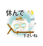色々な猫3-4 長毛-垂れ耳-白（個別スタンプ：13）