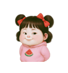 ぽっちゃりスイカパーカーの女の子 V.2（個別スタンプ：9）