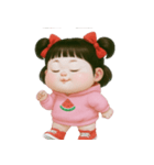 ぽっちゃりスイカパーカーの女の子 V.2（個別スタンプ：15）