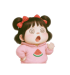 ぽっちゃりスイカパーカーの女の子 V.2（個別スタンプ：32）