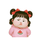 ぽっちゃりスイカパーカーの女の子 V.2（個別スタンプ：34）