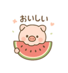 可愛い動物達とスイカ 日本語（個別スタンプ：1）