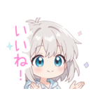 ライトグレー猫耳パーカーの女の子スタンプ（個別スタンプ：14）