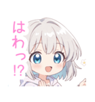 ライトグレー猫耳パーカーの女の子スタンプ（個別スタンプ：25）