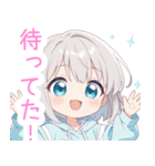 ライトグレー猫耳パーカーの女の子スタンプ（個別スタンプ：31）