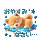 涼しげ色合いのデカ文字柴犬（個別スタンプ：3）