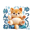 涼しげ色合いのデカ文字柴犬（個別スタンプ：16）