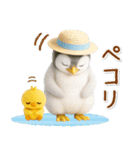 ▶とびだす癒しペンギンの「夏」の毎日（個別スタンプ：3）