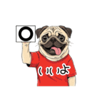 Tシャツ着たパグの毎日使えるスタンプ（個別スタンプ：1）
