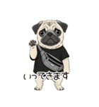 Tシャツ着たパグの毎日使えるスタンプ（個別スタンプ：7）
