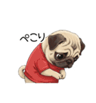 Tシャツ着たパグの毎日使えるスタンプ（個別スタンプ：17）