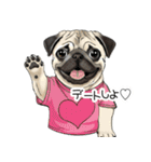 Tシャツ着たパグの毎日使えるスタンプ（個別スタンプ：34）
