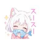 魚と猫の女の子スタンプ（個別スタンプ：18）