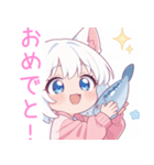 魚と猫の女の子スタンプ（個別スタンプ：19）