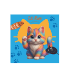 幸運を呼ぶ虹色ハッピー猫1（個別スタンプ：2）