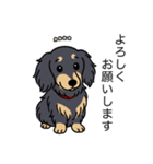 名前入りダックスロングブラックイエロー（個別スタンプ：4）