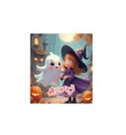 ❤️動くハロウィン❤️魔女❤️おばけ❤️（個別スタンプ：1）