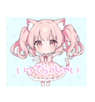 ピンク猫耳ツインテール日常スタンプ（個別スタンプ：3）