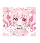 ピンク猫耳ツインテール日常スタンプ（個別スタンプ：15）