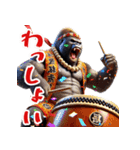 ゴリラ×太鼓！3Dリアル！（個別スタンプ：6）