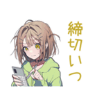 課題に追われるゆるパーカーちゃん（個別スタンプ：4）