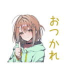 課題に追われるゆるパーカーちゃん（個別スタンプ：7）
