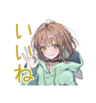 課題に追われるゆるパーカーちゃん（個別スタンプ：24）