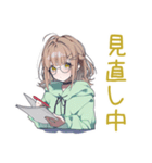 課題に追われるゆるパーカーちゃん（個別スタンプ：35）