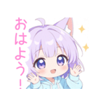 パープルパーカーの狐の女の子スタンプ（個別スタンプ：3）