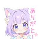 パープルパーカーの狐の女の子スタンプ（個別スタンプ：4）