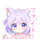 パープルパーカーの狐の女の子スタンプ（個別スタンプ：5）