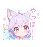 パープルパーカーの狐の女の子スタンプ（個別スタンプ：11）