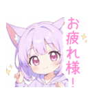 パープルパーカーの狐の女の子スタンプ（個別スタンプ：13）