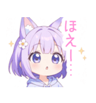 パープルパーカーの狐の女の子スタンプ（個別スタンプ：17）
