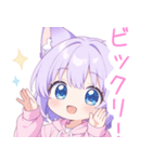 パープルパーカーの狐の女の子スタンプ（個別スタンプ：19）