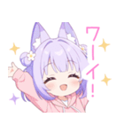 パープルパーカーの狐の女の子スタンプ（個別スタンプ：22）