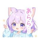 パープルパーカーの狐の女の子スタンプ（個別スタンプ：36）