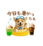 ▶動く癒しコーギーの「夏」の毎日（個別スタンプ：15）