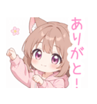 ブラウン猫耳パーカーの女の子スタンプ（個別スタンプ：14）
