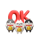 動く 3D三匹の擦れねこ（個別スタンプ：1）