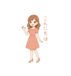 ワンピースの女の人 文字無しあり（個別スタンプ：4）