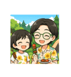 夏の暑い中で日常会話を楽しむお母さん（個別スタンプ：16）