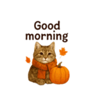 秋の花を贈るねこ♡Halloween Autumn cat（個別スタンプ：2）